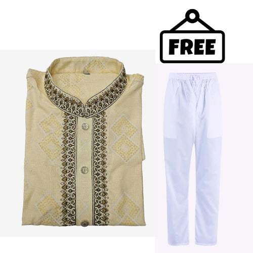 Soft Cotton Comfortable Embroidered  Panjabi Free Payjama