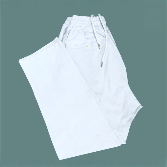 অফ-হোয়াইট মাইক্রো স্ট্রেচ্ চেইন ন্যারো পায়জামা।