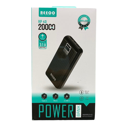 Reeoo RP‑40 (20,000 mAh) পাওয়ার ব্যাংক